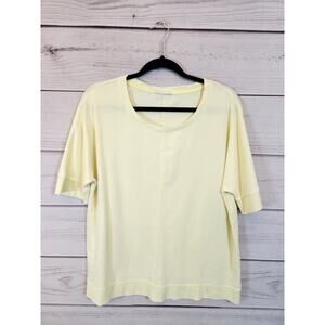 Jane and Delancey‎ Women's Yellow Round Neck Short Sleeve Pullover Sweater Large